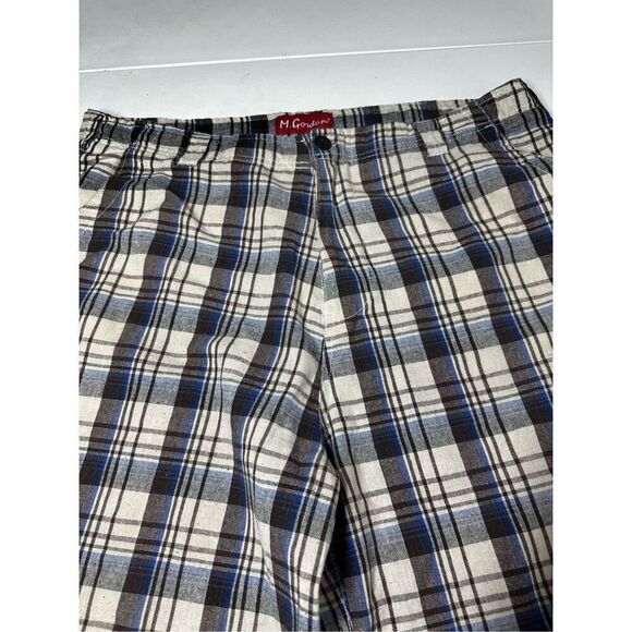 M. Gordon Cargo Shorts Mens Sz 38 Classic Outdoor Utility Cotton Plaid Check 26” - Picture 2 of 11